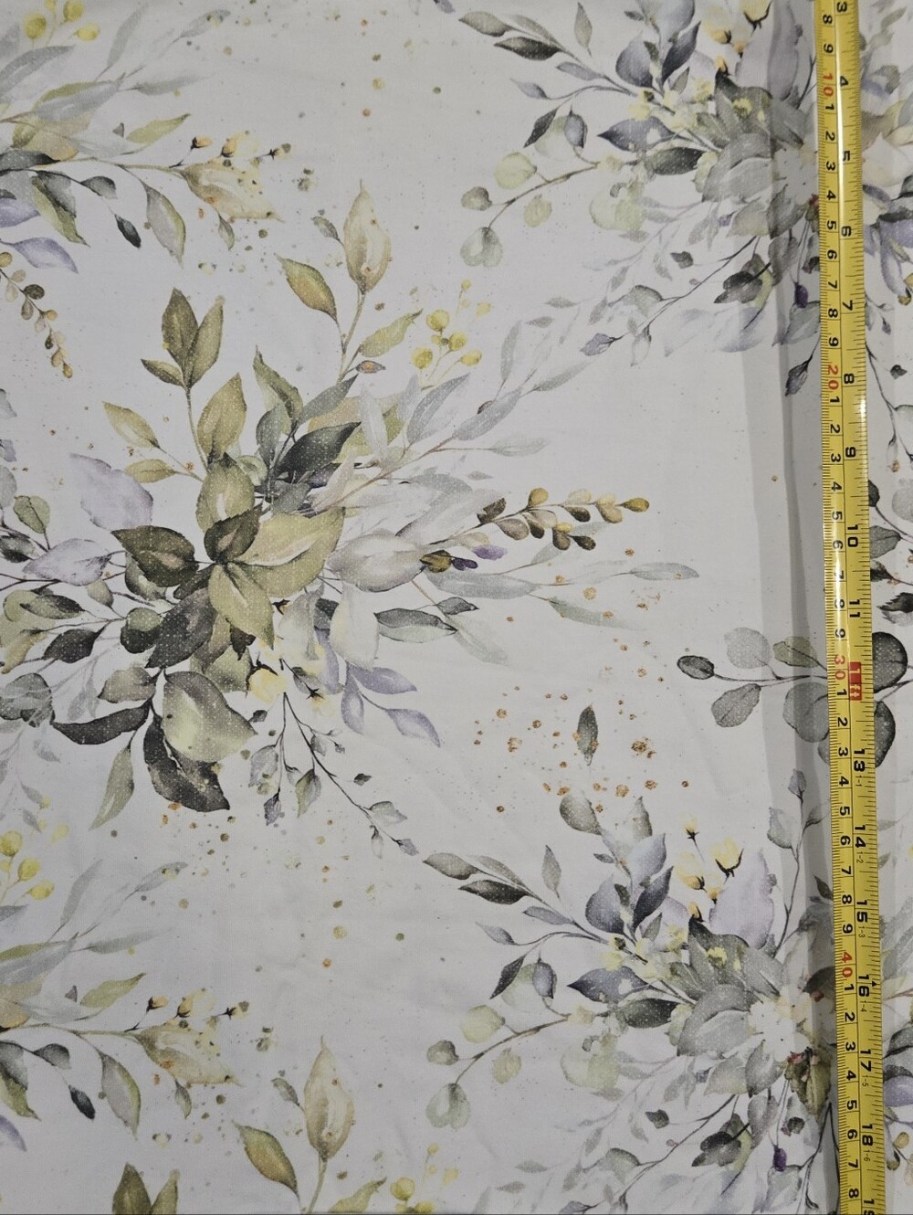 Knit Fabric: Water Paibted Floral Cotton Lycra Stretch Fabric 50cmxWOF